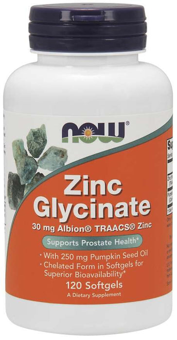 Now Foods Zinc Glycinate 30 mg 120 kapslar