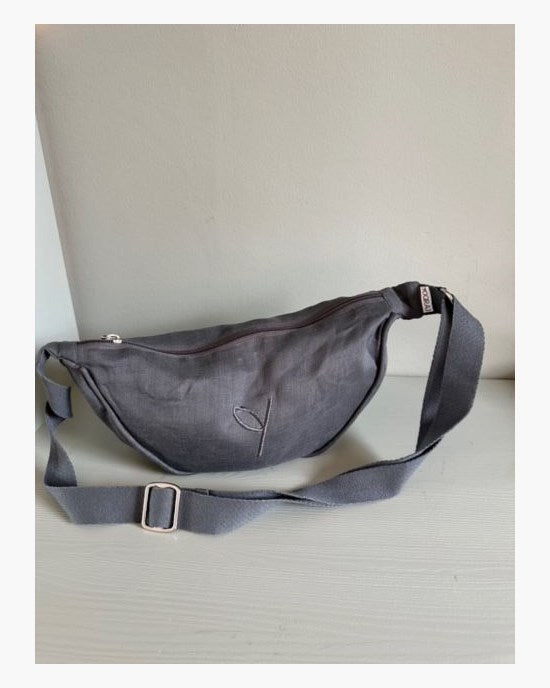 Yogiraj Väska Sling bag organic linen, Graphite grey