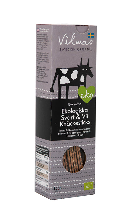 Vilmas Swedish Organic Svart & Vit Knäckesticks 120 g