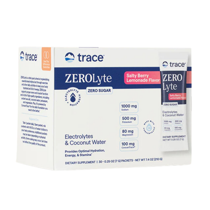 Trace Minerals ZEROLyte Electrolyte Drink Mix Salty Berry Lemonade 30 pack